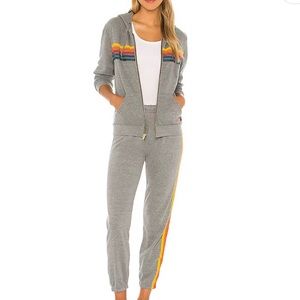 Aviator nation 5 stripe Heather grey set